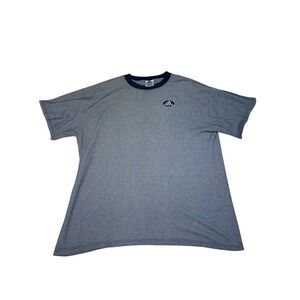 Vintage Adidas T Shirt Mens XL Blue Gray Striped Logo Short Sleeve Tee‎